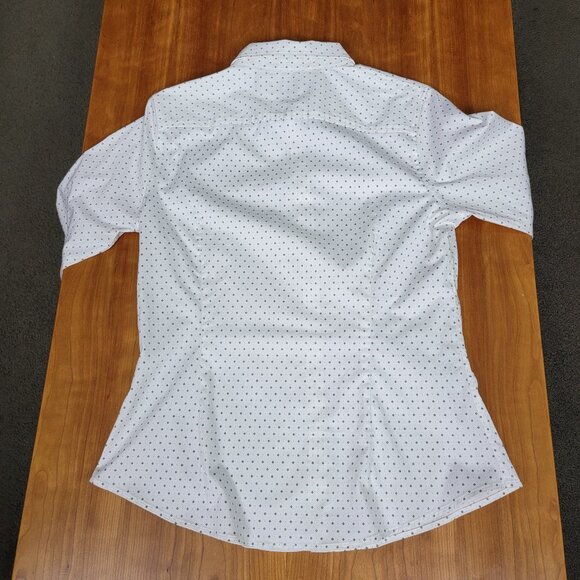Banana Republic White Navy Dotted Long-Sleeve Tailored Button Down Shirt - 12 - Picture 5 of 7